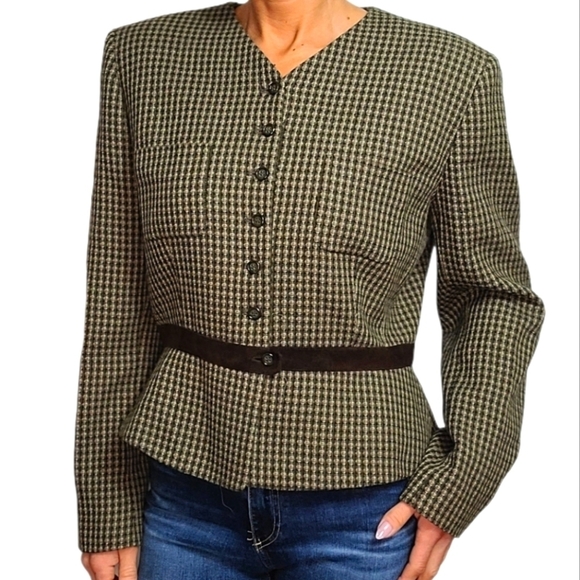 Vintage Ann Klein II Wool Blazer Size 14 Brown - Picture 5 of 5